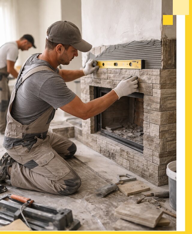 Облицовка каминов в Твери, монтаж и отделка натуральным камнем