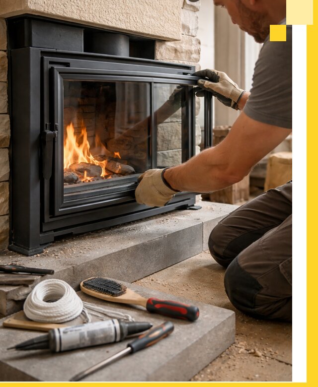 Производство, монтаж и доставка каминов со стеклом в Твери