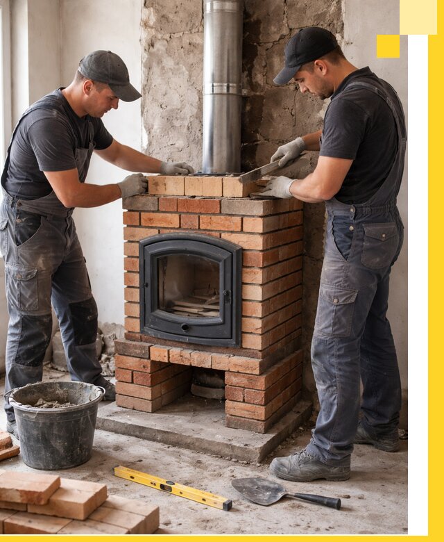 Монтаж печи камина под ключ в Твери с гарантией и пусконаладкой