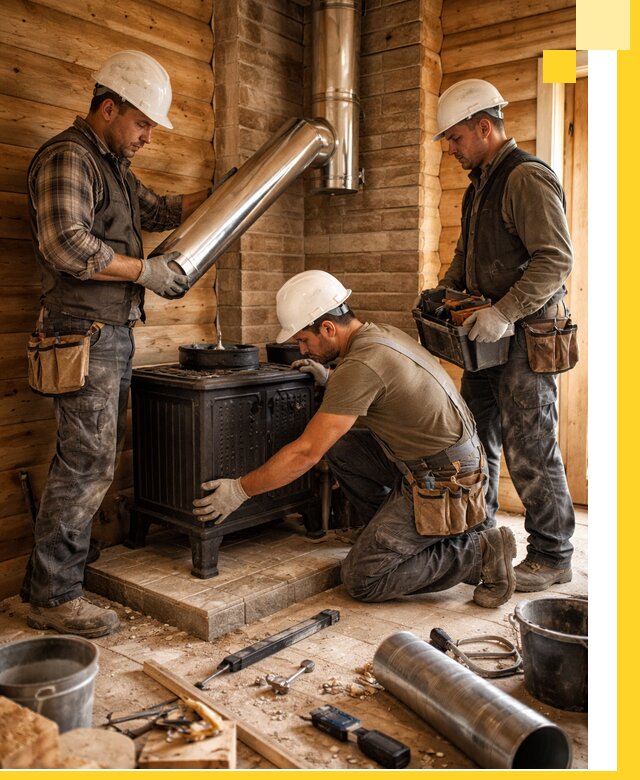Профессиональный монтаж банных печей и дымоходов в Твери