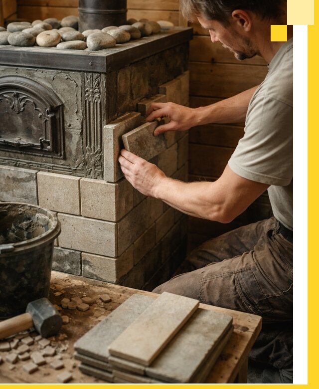 Облицовка банных печей в Твери профессиональная отделка