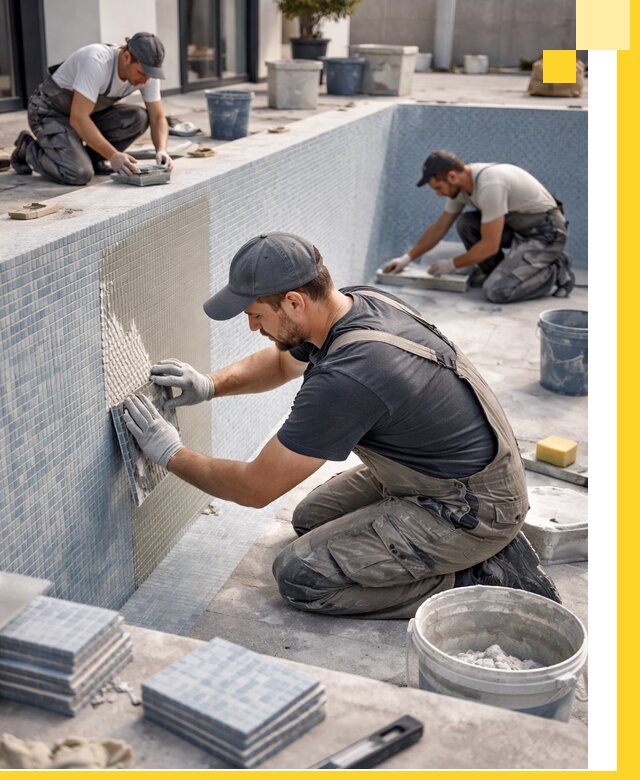 Облицовка бассейнов в Твери плитка мозаика гидроизоляция