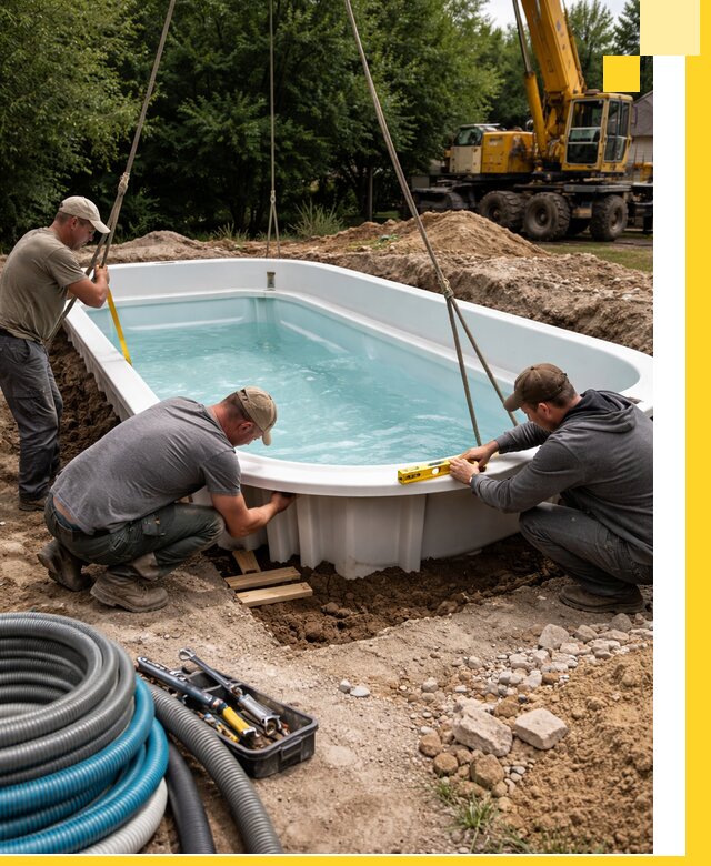 Установка и монтаж композитных бассейнов под ключ в Твери