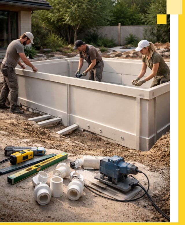 Установка полипропиленовых бассейнов под ключ в Твери