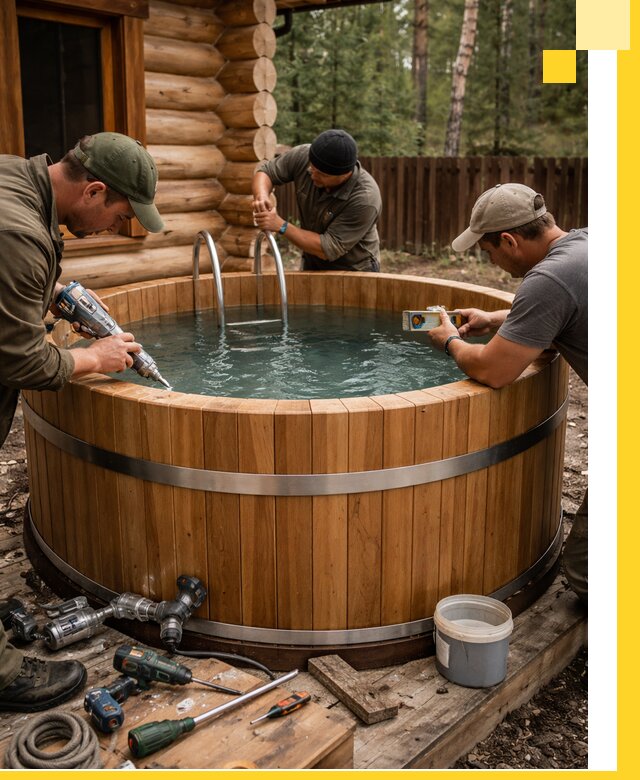 Строительство бань с купелью под ключ и отделкой в Твери