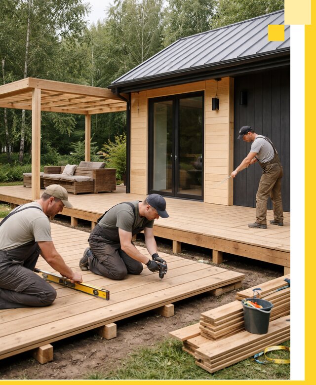 Строительство бань с террасой и бассейном под ключ в Твери