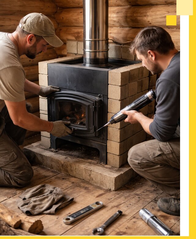 Монтаж и установка печи в бане под ключ с гарантией в Твери