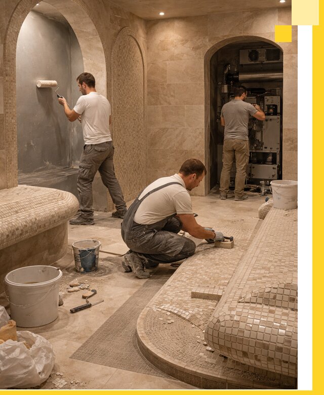 Строительство бани с хамамом и бассейном под ключ в Твери