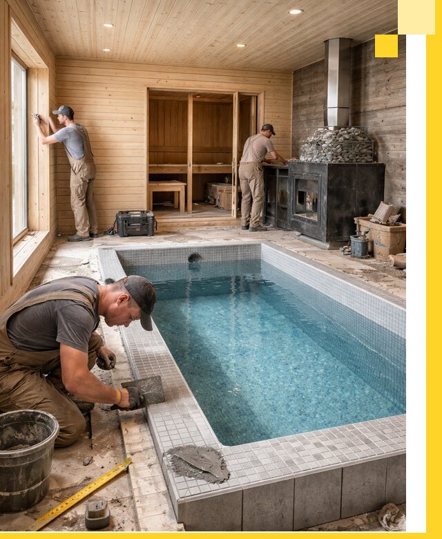 Проект бани с бассейном и сауной в Твери под ключ