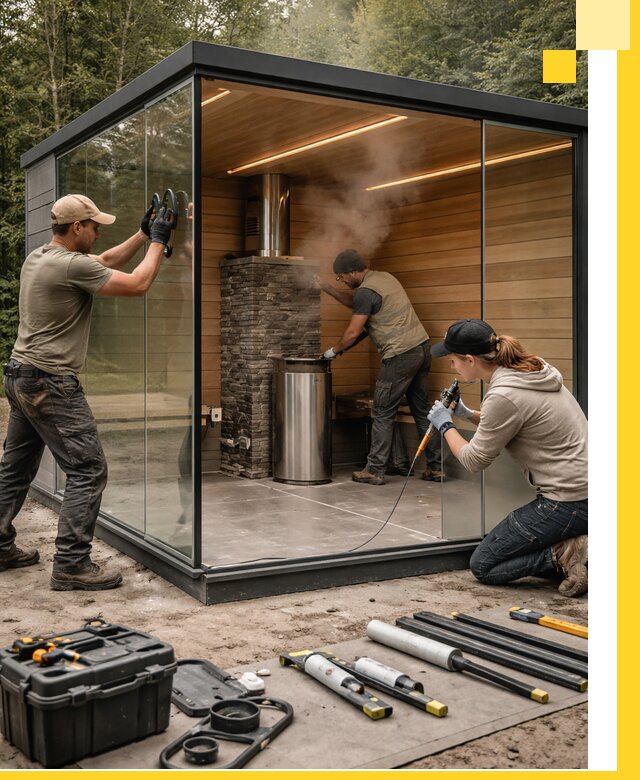 Проектирование и строительство стеклянных бань в Твери