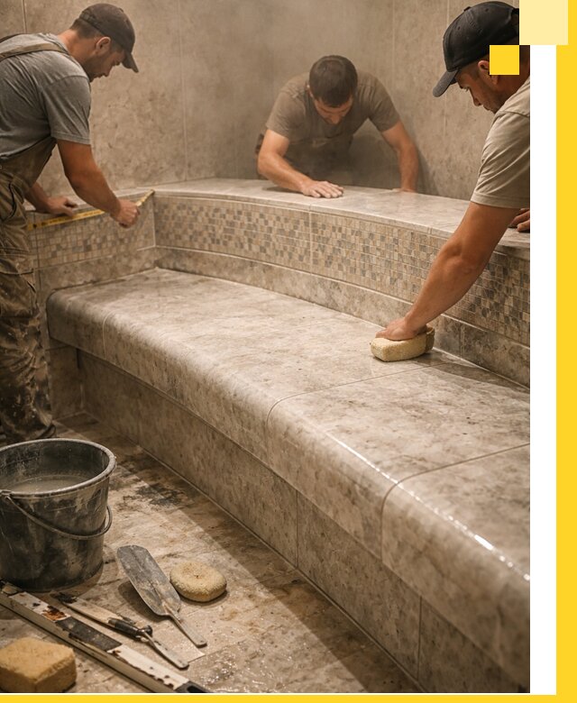 Изготовление и установка сидений для хамама в Твери