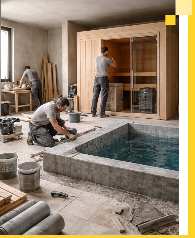 SPA зоны под ключ с бассейном сауной и печью в Твери